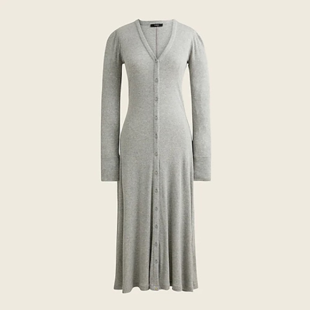 Plus Size J.Crew Ribbed Button-front Knit Dress. US size 2X. BA960-HTHR GREY